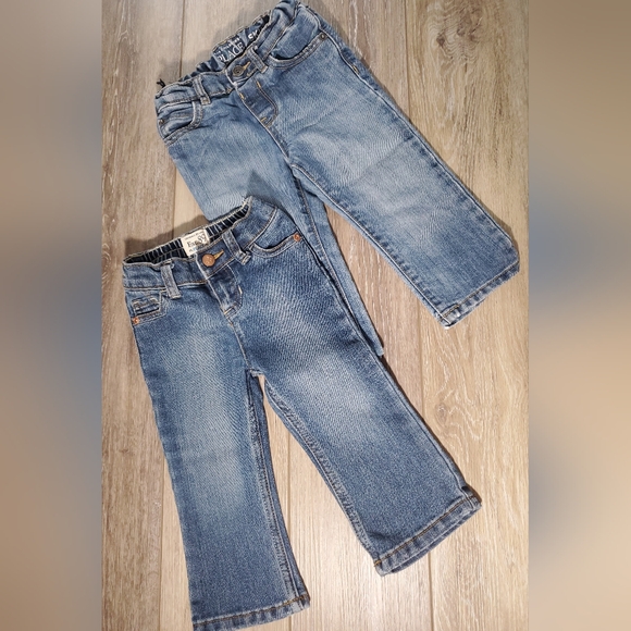 2 pair Children's Place jeans 12-18M boot cut, 18-24M skinny, distressed - Picture 1 of 14